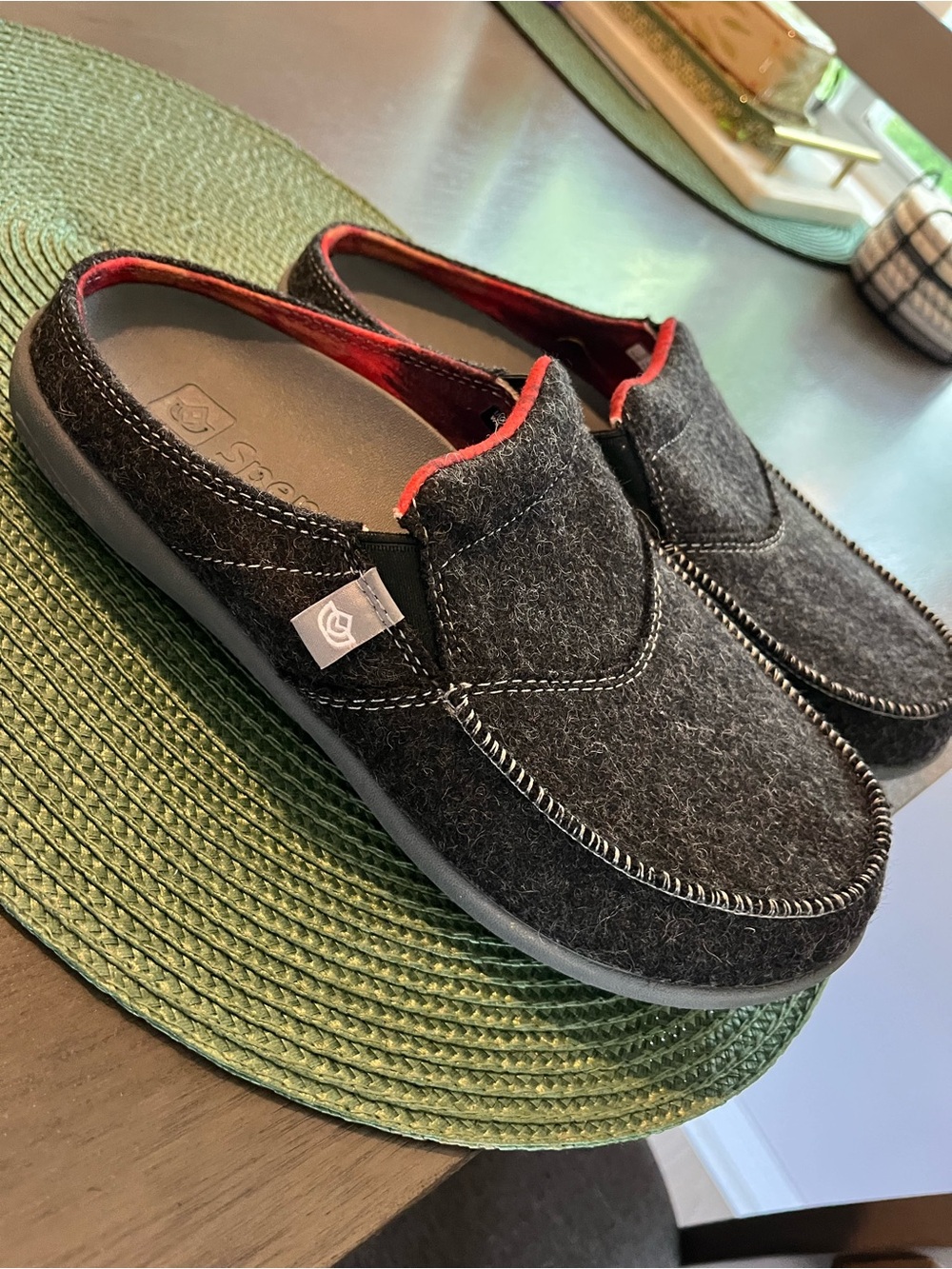 Spenco Siesta Gray Fleece Orthotic Slip On Slide Mule Shoes Women's 8 NWOB